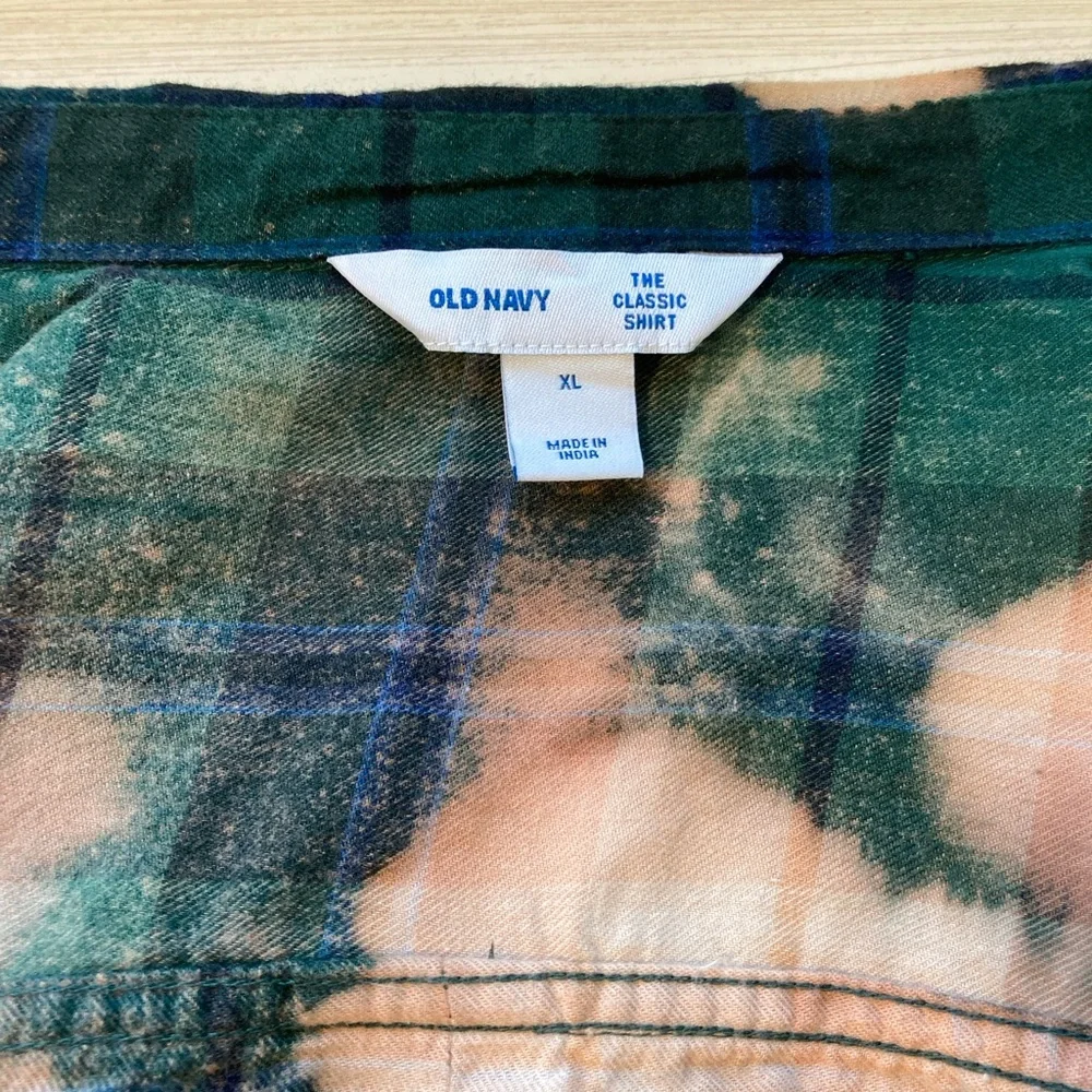 Custom Flannel Shirt XL Green Peach Desert Graphic Boho Festival - Picture 6 of 11